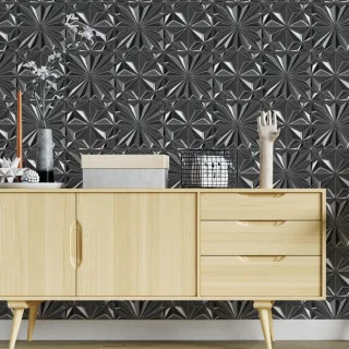 Papel de Parede Lavável Cinza Escuro 3D - Cozinha, Banheiro, Sala - Único