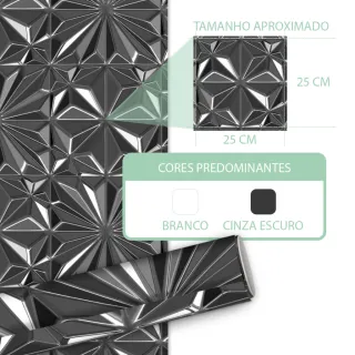 Papel de Parede Lavável Cinza Escuro 3D - Cozinha, Banheiro, Sala - Único