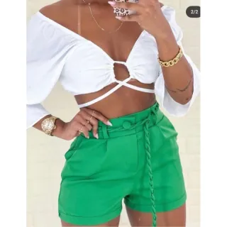 Cordinha shorts alfaiataria feminino - Amarelo