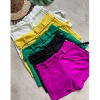 Cordinha shorts alfaiataria feminino - Amarelo