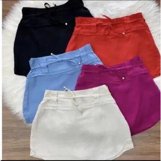 Short de linho com cintura alta - Moda feminina Raryel - Fúcsia