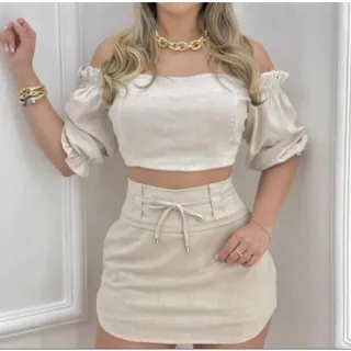 Short de linho com cintura alta - Moda feminina Raryel - Fúcsia