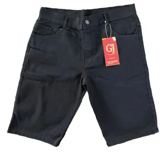 Bermuda Jeans Masculina Slim Elastano Lycra - Kit 2 - Preto - Azul
