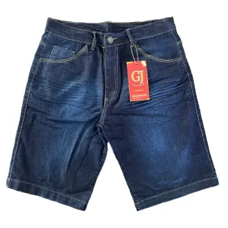Bermuda Jeans Masculina Slim Elastano Lycra - Kit 2 - Preto - Azul