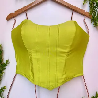 Corpete Cropped Top Corselet Anira Morcego Varias Cores - Cinza