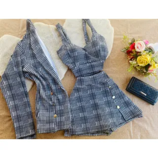 Blusa com Bojo + Short + Blazer Feminino - Conjunto - Modelo05