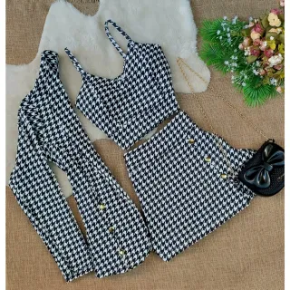 Blusa com Bojo + Short + Blazer Feminino - Conjunto - Modelo05