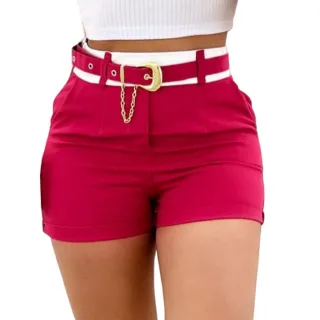 Cinto Casual Social Cintura Alta Alfaiataria Shortinho - Bege