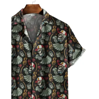 Camisa Masculina Caveira Dólar Ouro Moda Verão Estampa - G