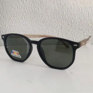 517 Óculos de Sol Masculino Quadrado com Proteção UV400 em Acetato - Polarizado e madeira d7