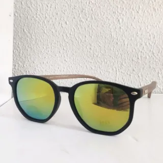 517 Óculos de Sol Masculino Quadrado com Proteção UV400 em Acetato - Polarizado e madeira d7