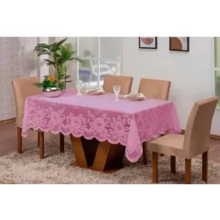 Toalha Renda Ceia de Natal e Ano Novo - 6 Lugares - Vermelho