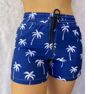 Saída de Praia Feminina em Tactel, Shortinho curto - FOLHA ESCURA