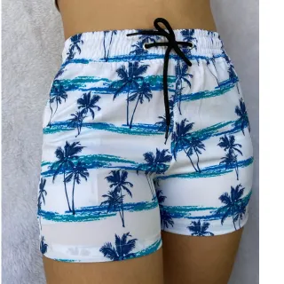 Saída de Praia Feminina em Tactel, Shortinho curto - FOLHA ESCURA
