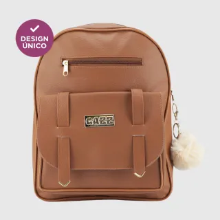 Chaveiro Pompom Detalhado para Mochilinha Feminina de Costas - Creme