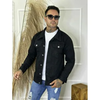 Estilo Rasgada: Jaqueta Masculina Destroyer Azul Jeans - Verde Militar