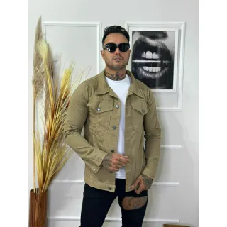 Estilo Rasgada: Jaqueta Masculina Destroyer Azul Jeans - Verde Militar