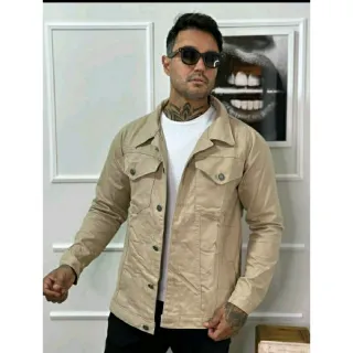 Estilo Rasgada: Jaqueta Masculina Destroyer Azul Jeans - Verde Militar