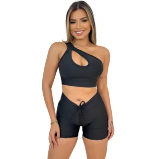 Conjunto Fitness Liso Top + Short Premium para Academia e Caminhada - Pink