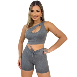 Conjunto Fitness Liso Top + Short Premium para Academia e Caminhada - Pink