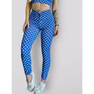 Cós Regulável Poá Legging de Cintura Alta - Rosa claro poá