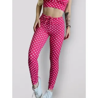 Cós Regulável Poá Legging de Cintura Alta - Rosa claro poá