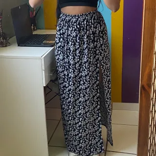 Fenda em saia longa (ENCOMENDA) - Bege Estampado