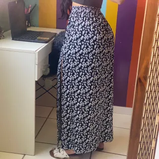 Fenda em saia longa (ENCOMENDA) - Bege Estampado