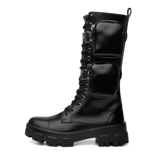 Bota Tratorada Militar Coturno Feminino com Baggs Removíveis - Preto