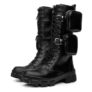 Bota Tratorada Militar Coturno Feminino com Baggs Removíveis