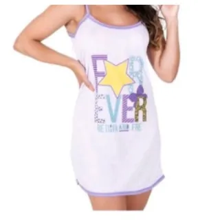 Pijama Baby Doll de malha fresquinha alcinha - Estampa variada