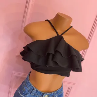 Detalhes nas costas, cropped maravilhoso com alça babado 024 - Magenta