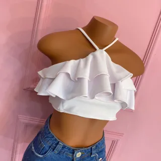 Detalhes nas costas, cropped maravilhoso com alça babado 024 - Magenta