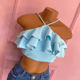 Detalhes nas costas, cropped maravilhoso com alça babado 024 - Magenta