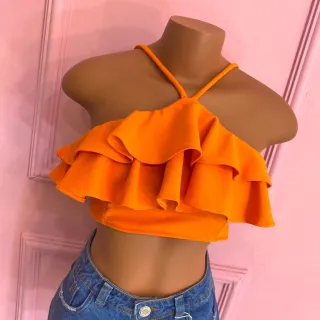 Detalhes nas costas, cropped maravilhoso com alça babado 024 - Magenta