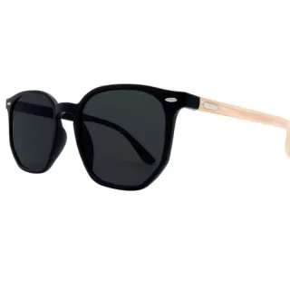 517 Óculos de Sol Masculino Quadrado com Proteção UV400 em Acetato - Polarizado e madeira d7