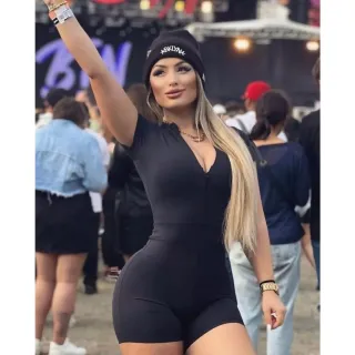 Macaquinho Verão Feminino Manga Curta Suplex com Zíper - Branco Suplex -102