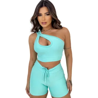 Conjunto Fitness Liso Top + Short Premium para Academia e Caminhada - Pink