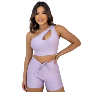 Conjunto Fitness Liso Top + Short Premium para Academia e Caminhada - Pink