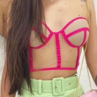 Top Corselet Tule Tomara que caia com bojo - Cropped Corselet tuli - Pink