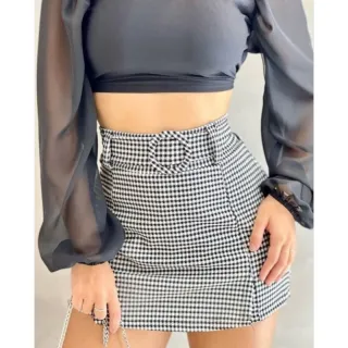 Shorts de Malha Crepe Cos Alto P ao GG - Saia Curta - Zebra