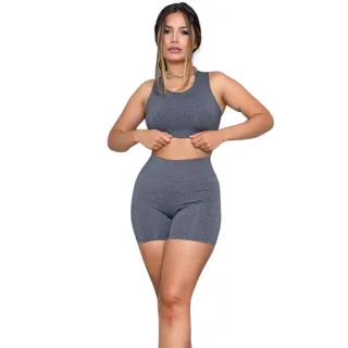 Conjunto Fitness Suplex Top e Shorts para Academia - Preto