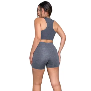Conjunto Fitness Suplex Top e Shorts para Academia - Preto