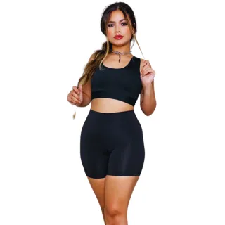 Conjunto Fitness Suplex Top e Shorts para Academia - Preto