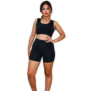 Conjunto Fitness Suplex Top e Shorts para Academia - Preto
