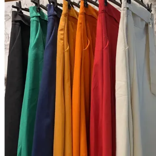 Bolsos Longuete Saia Linho Tecido em com - Vermelho