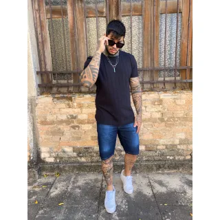 Modelos Premium Bermuda Masculina Jeans 100% Luxo - JEANS ESCURO