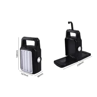 Luz Emergência Portátil Dobrável LED Solar USB Recarregável - AL-B1301 - Preto