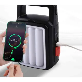 Luz Emergência Portátil Dobrável LED Solar USB Recarregável - AL-B1301 - Preto