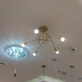 Lustre Pendente Assimétrico Sputnik Laço 5 Lâmpadas - Branco